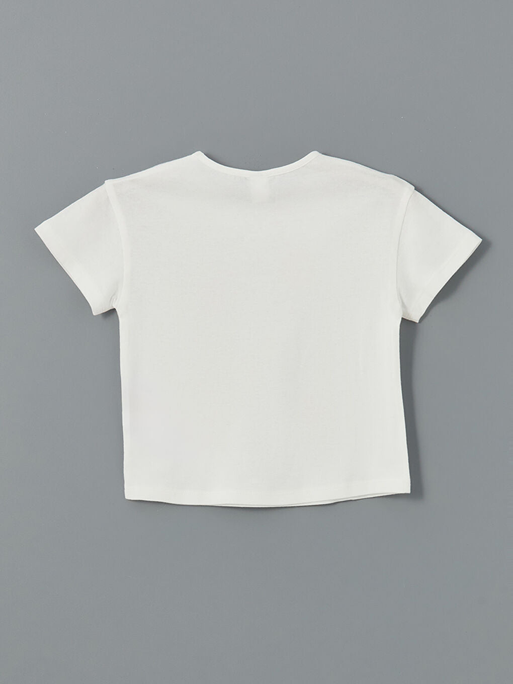 LCW Kids Ecru Crew Neck Printed Combed Cotton Girls T-Shirt