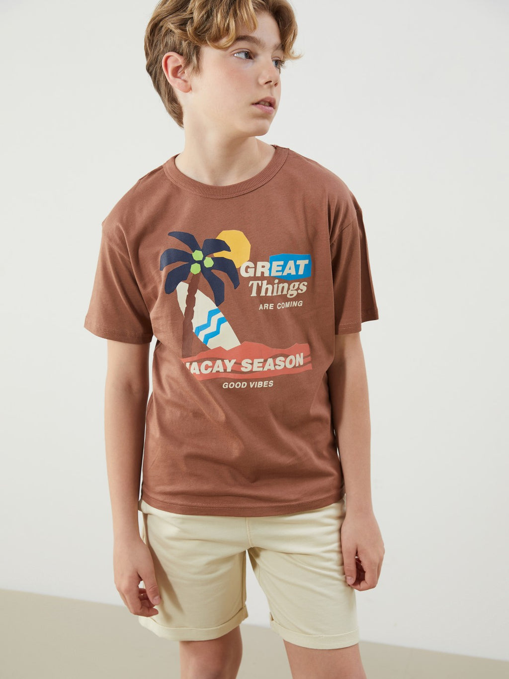 LCW Kids Crew Neck Boy T-Shirt And Shorts