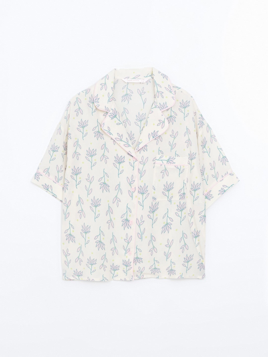 LCW Dream Shirt Collar Patterned Women Shorts Pajama Set