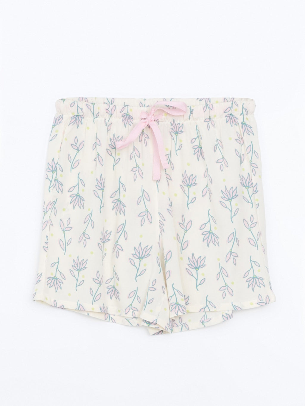 LCW Dream Shirt Collar Patterned Women Shorts Pajama Set