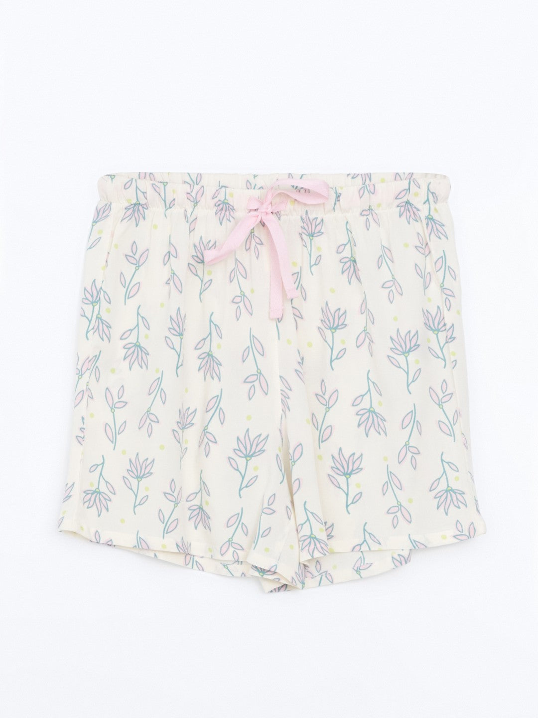 LCW Dream Shirt Collar Patterned Women Shorts Pajama Set