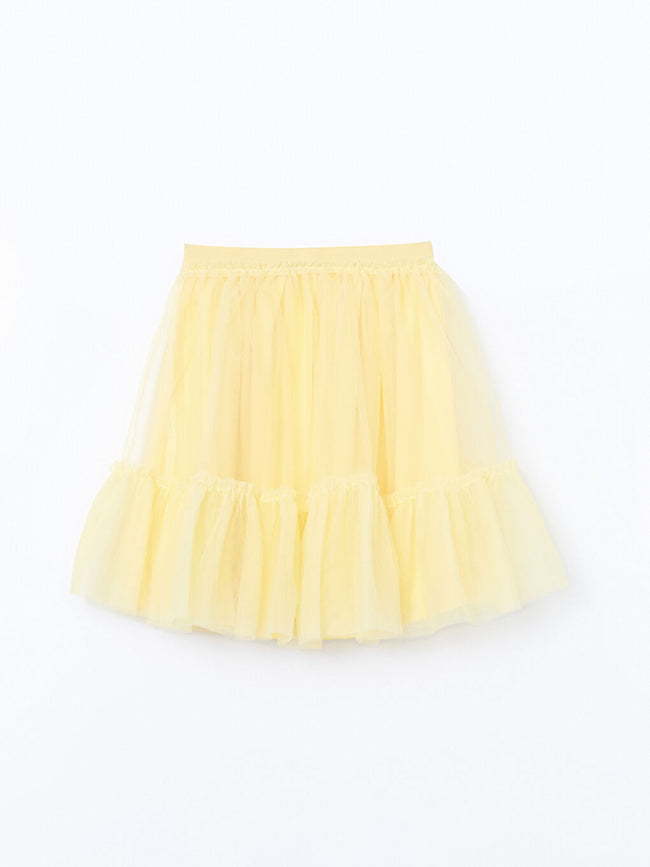 LCW Kids Yellow Elastic Waist Girl Tutu Skirt Hover Image