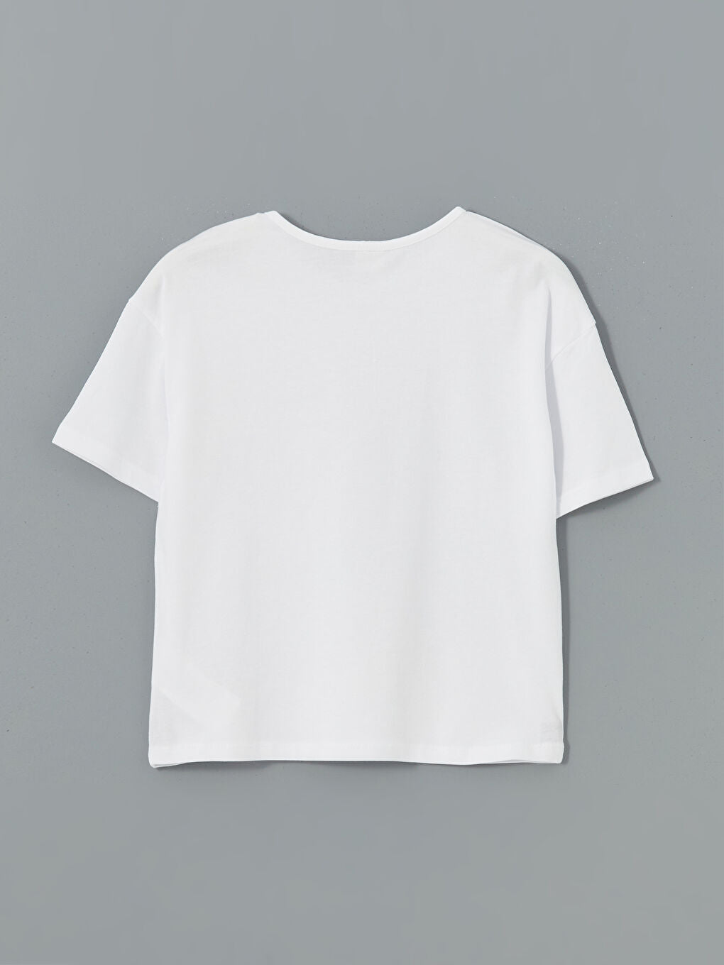 LCW Kids Ecru Crew Neck Sequined Girls T-Shirt