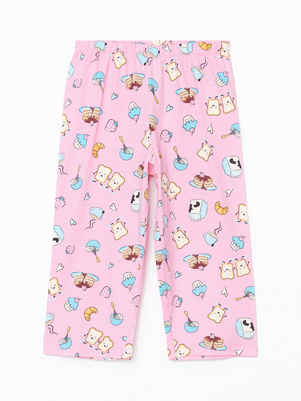 LCW Kids Yellow Crew Neck Girls Pajama Set