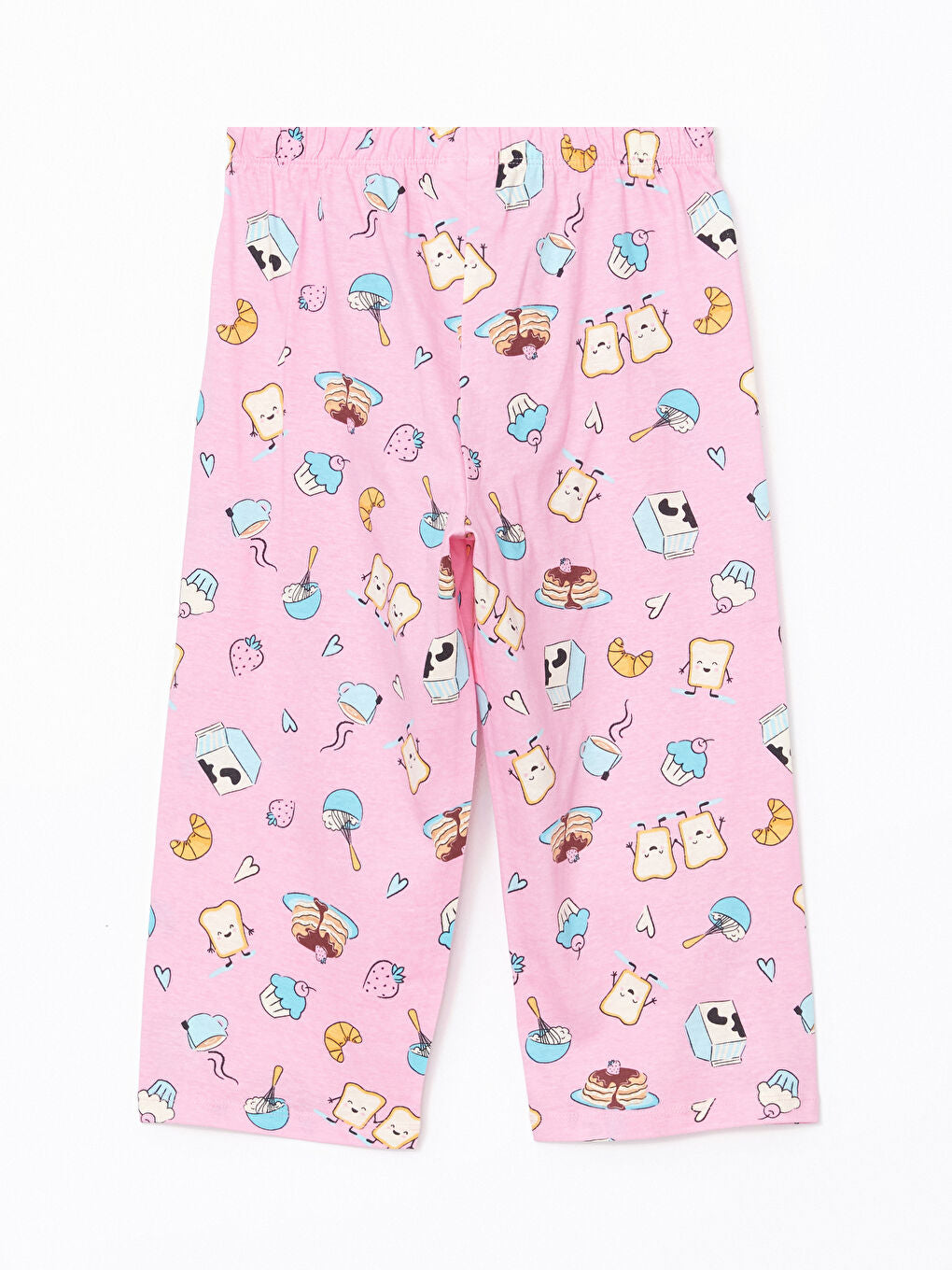 LCW Kids Yellow Crew Neck Girls Pajama Set