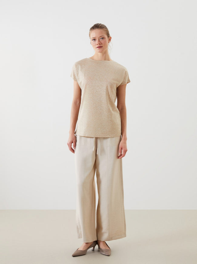 LCW Classic Stand Collar Shiny Look Women T-Shirt Main Image