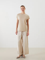 LCW Classic Stand Collar Shiny Look Women T-Shirt