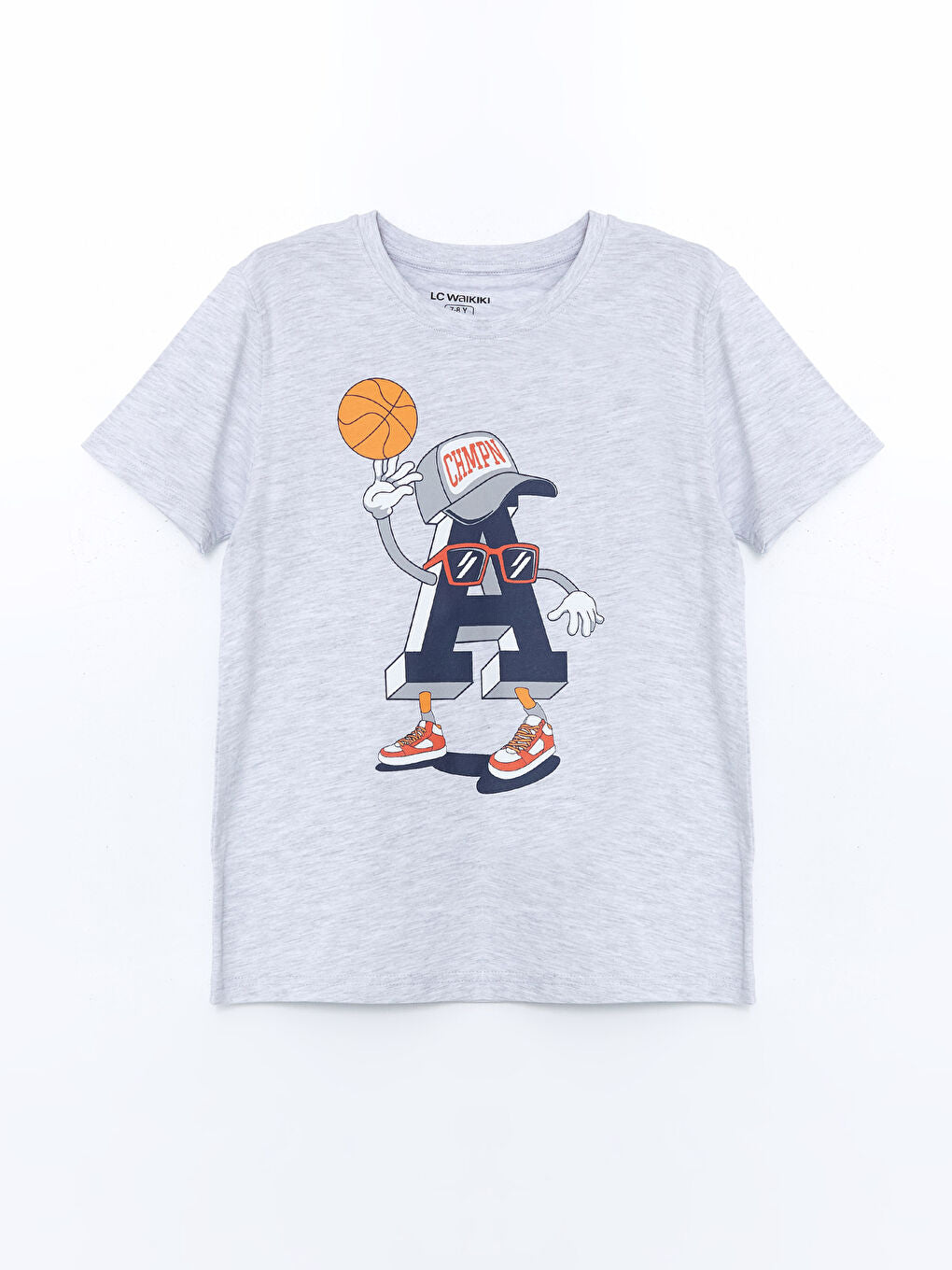LCW Kids Gray Crew Neck Boy Shorts Pajama Set