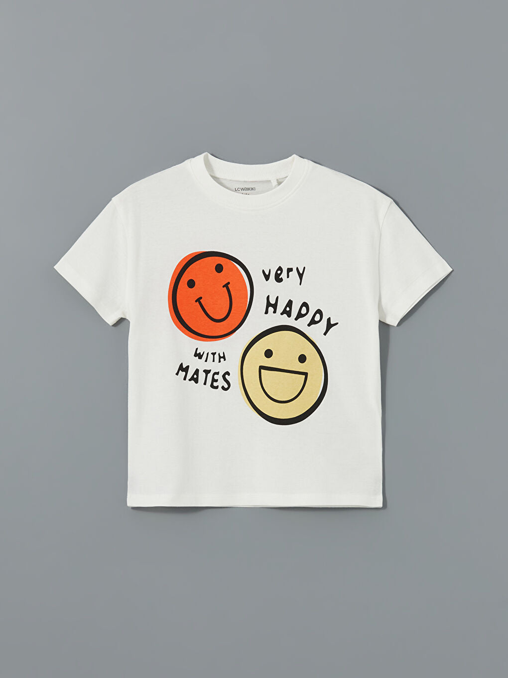 LCW Kids Ecru Crew Neck Printed Boys T-Shirt 2-Pack