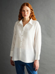 LCW Vision Ecru Loose Fit Women Shirt