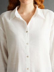 LCW Vision Ecru Loose Fit Women Shirt