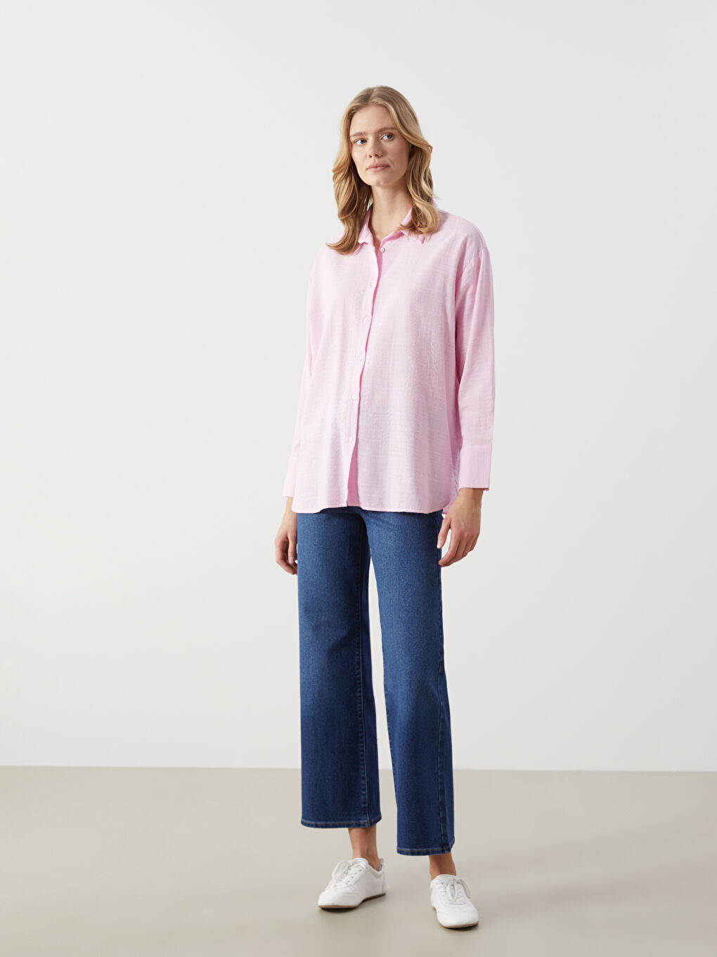 LCW Vision Ecru Loose Fit Women Shirt