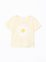 LCW Kids Crew Neck Floral Combed Cotton Girls T-Shirt