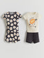 LCW Baby Crew Neck Baby Girl Shorts Pajama Set 2-Piece