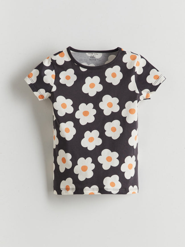 LCW Baby Crew Neck Baby Girl Shorts Pajama Set 2-Piece Main Image