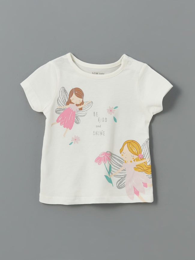 LCW Baby Crew Neck Baby Girl Shorts Pajama Set 2-Piece Main Image