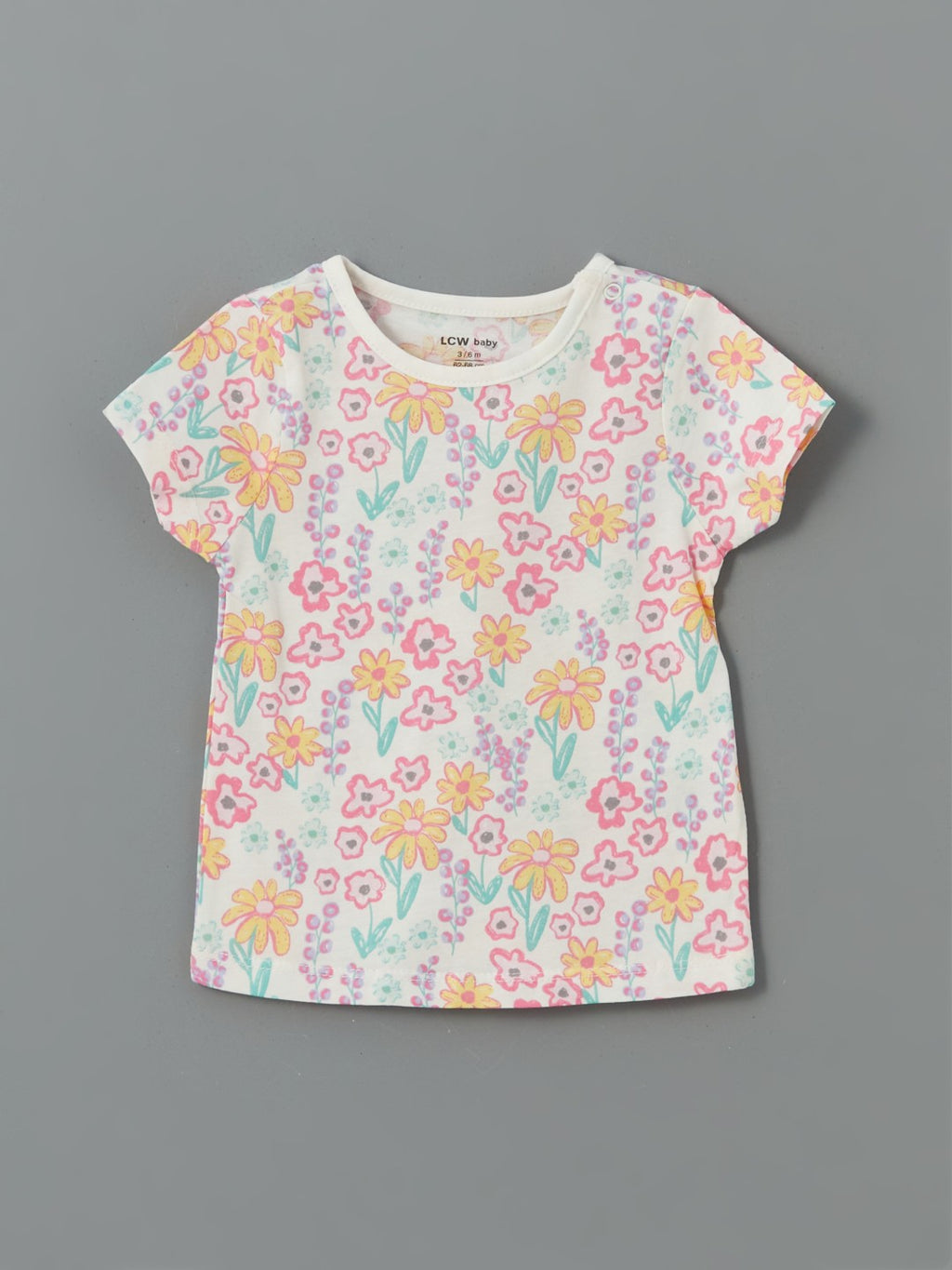 LCW Baby Crew Neck Baby Girl Shorts Pajama Set 2-Piece