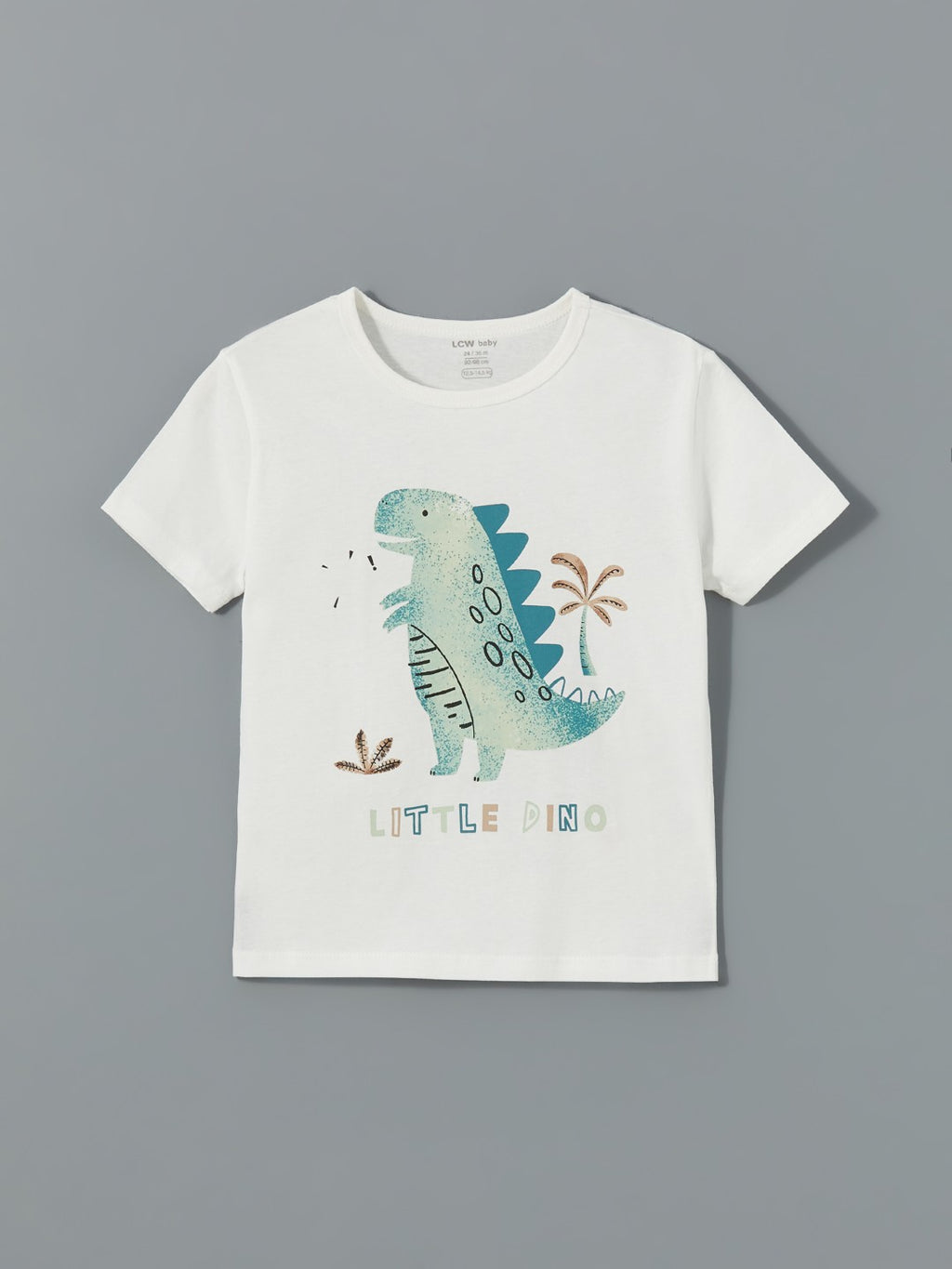 LCW Baby Crew Neck Dinosaur Printed Baby Boy Shorts Pajama Set 2-Piece