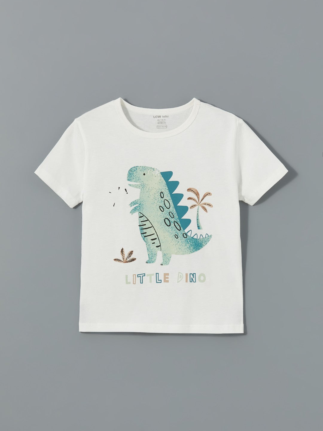 LCW Baby Crew Neck Dinosaur Printed Baby Boy Shorts Pajama Set 2-Piece