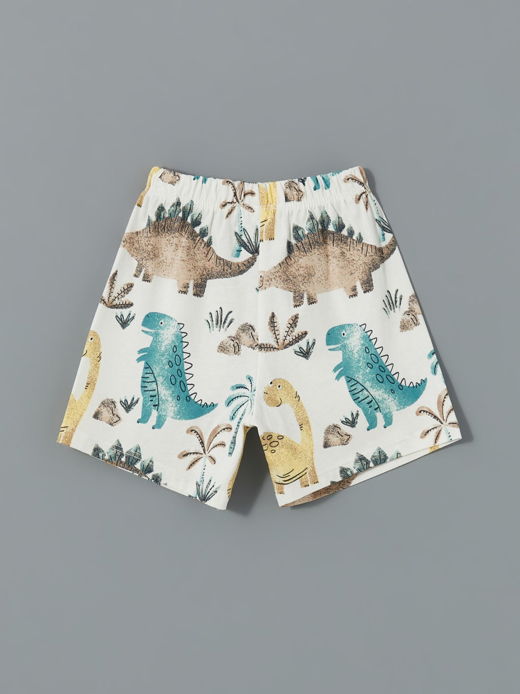 LCW Baby Crew Neck Dinosaur Printed Baby Boy Shorts Pajama Set 2-Piece