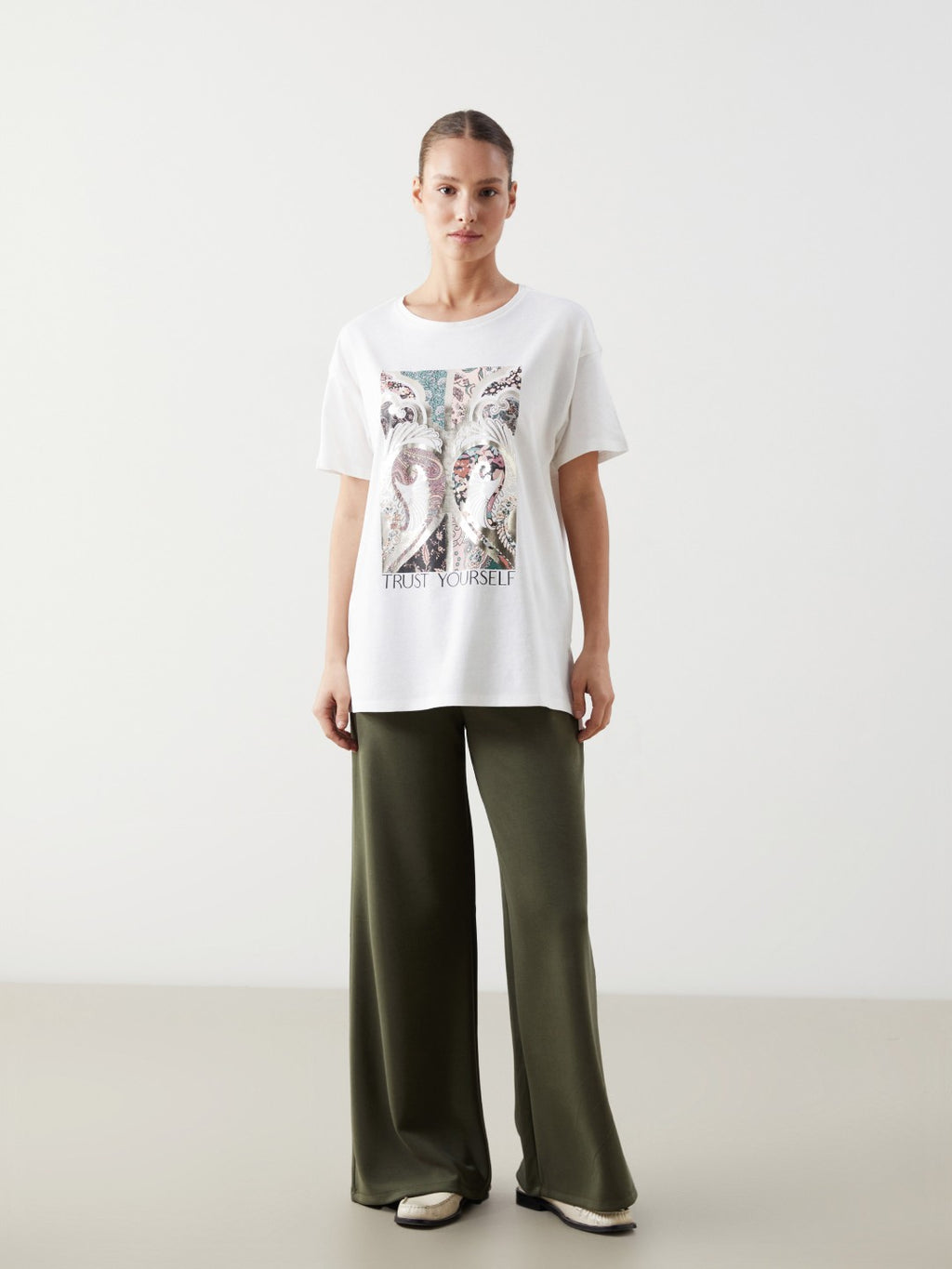 LCW Classic Crew Neck Printed Women T-Shirt