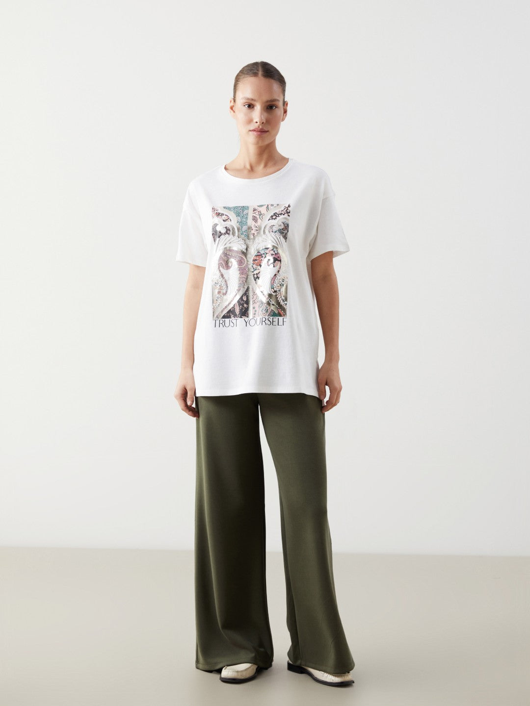 LCW Classic Crew Neck Printed Women T-Shirt