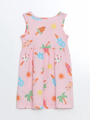 LCW Kids Crew Neck Floral Girls Cotton Dress