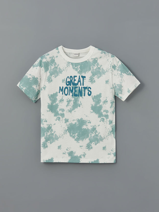 LCW Kids Ecru Crew Neck Boy T-Shirt and Shorts Main Image