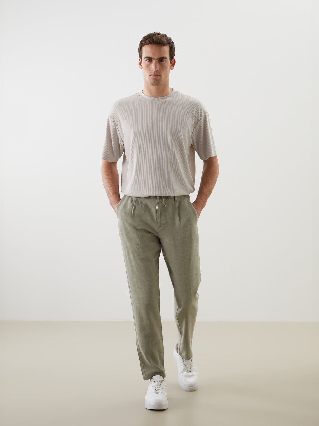 Slim Fit Linen Blend Men Trousers