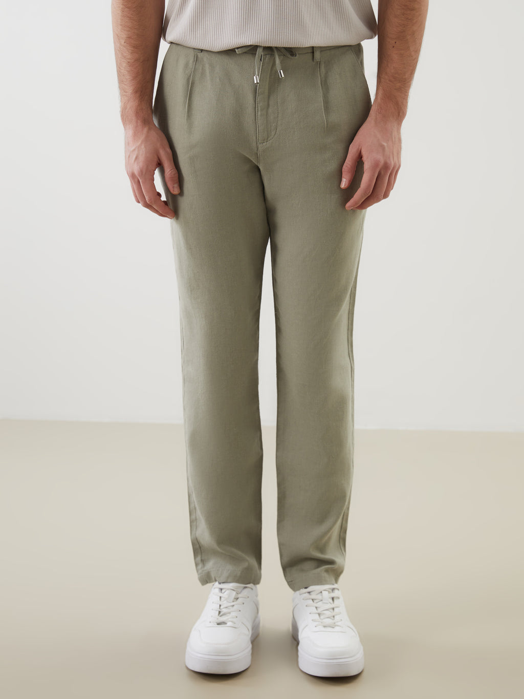 Slim Fit Linen Blend Men Trousers