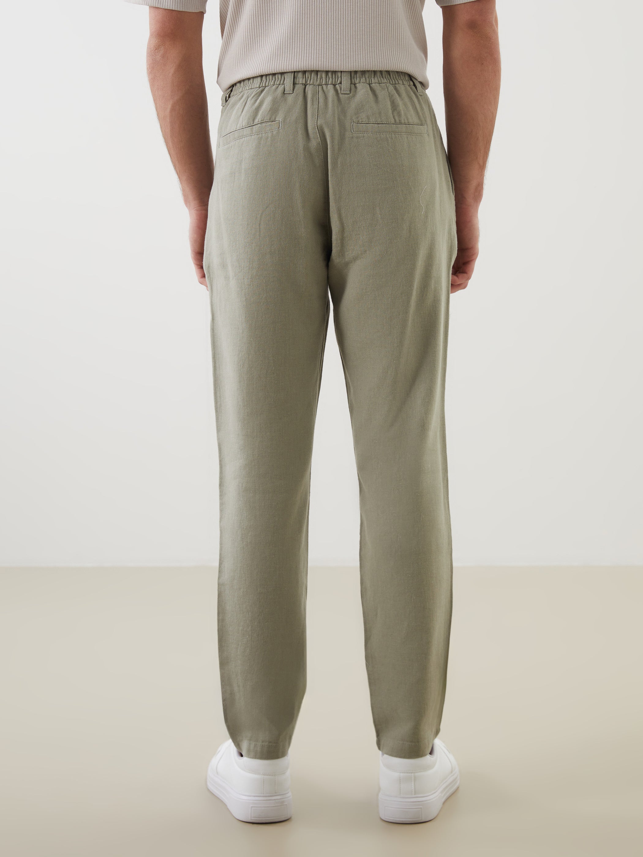 Slim Fit Linen Blend Men Trousers