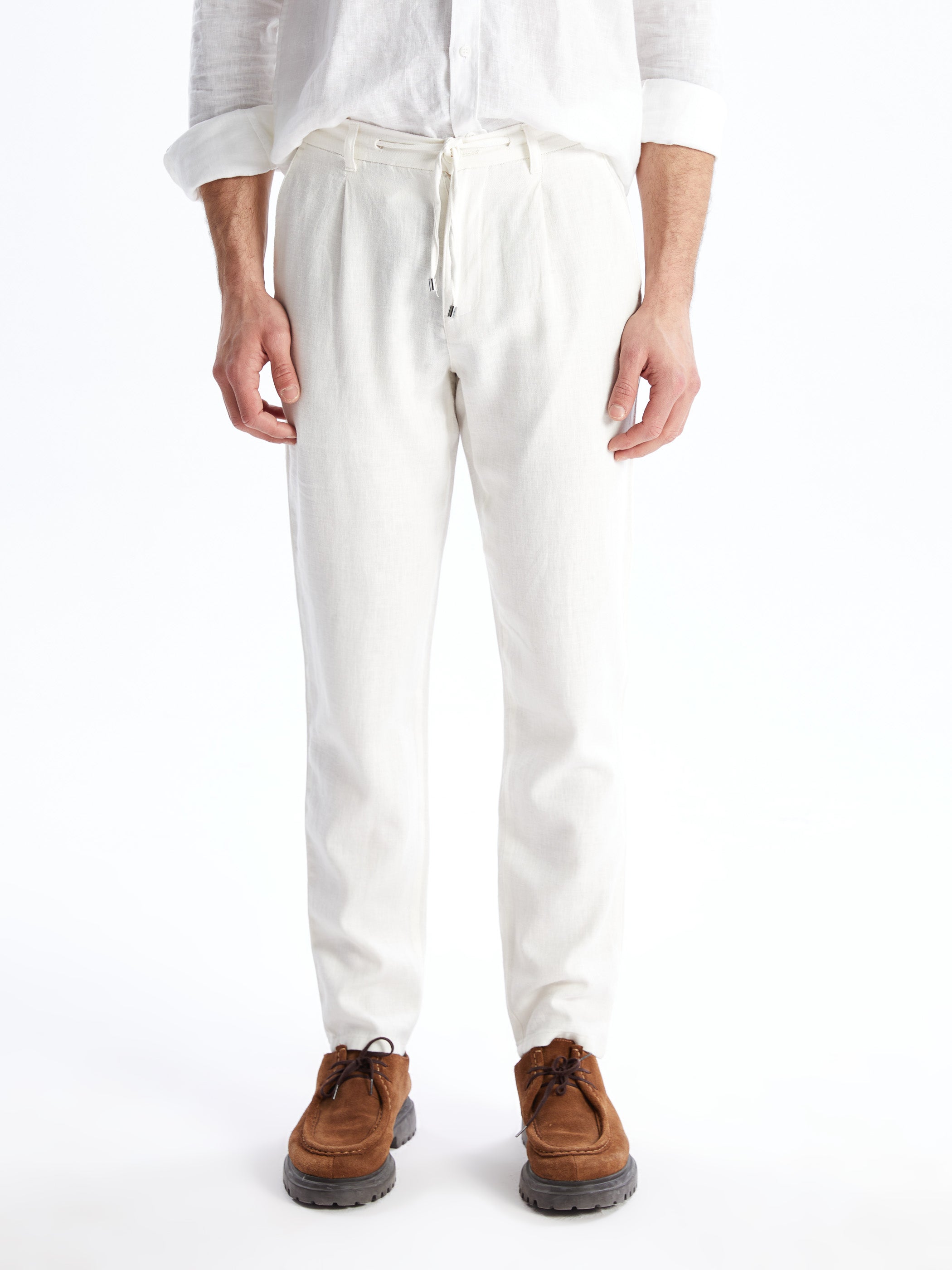 Slim Fit Linen Blend Men Trousers