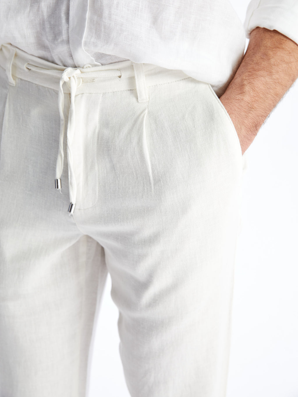 Slim Fit Linen Blend Men Trousers
