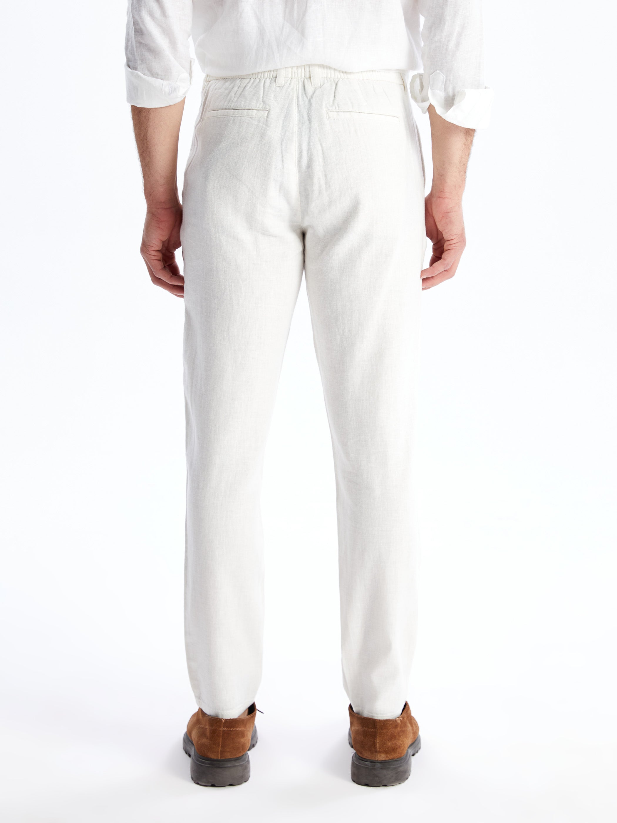 Slim Fit Linen Blend Men Trousers