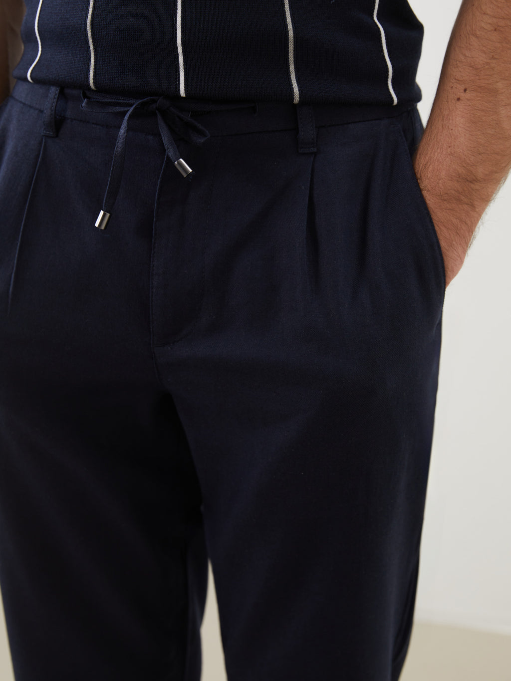 Slim Fit Linen Blend Men Trousers