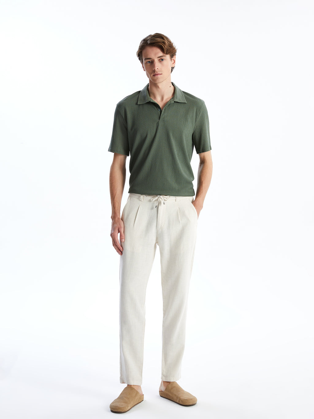 Slim Fit Linen Blend Men Trousers