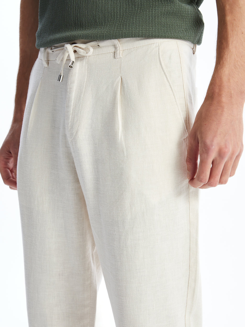 Slim Fit Linen Blend Men Trousers