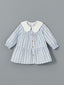 LCW baby Blue Baby Collar Striped Baby Girl Poplin Dress