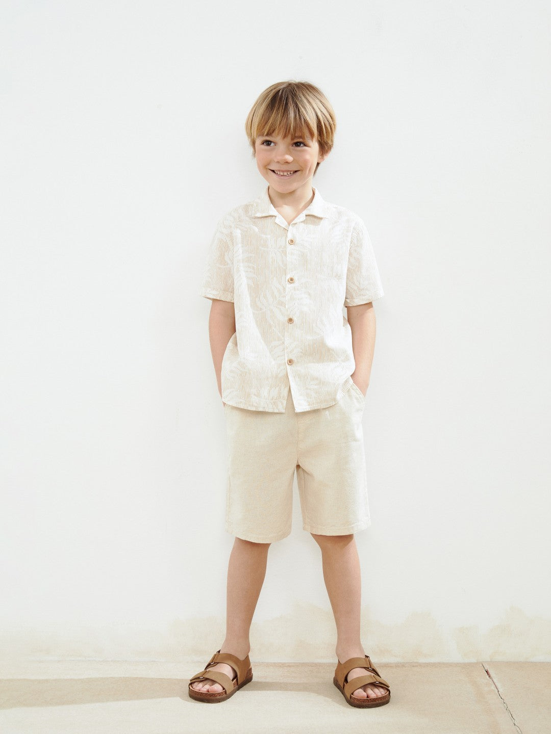 LCW Kids Resort Collar Printed Boy Shirt