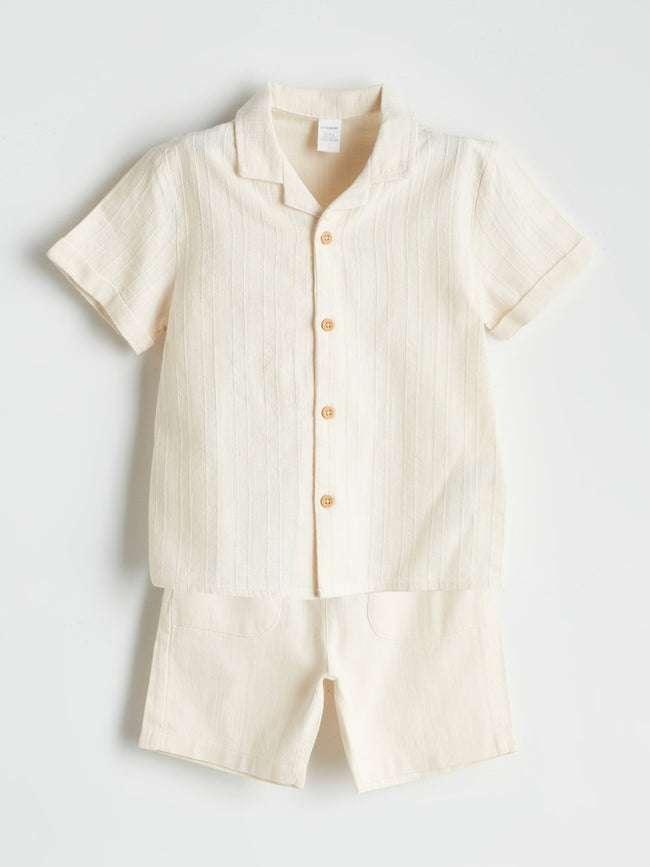 LCW Kids Linen Blend Boy Shirt And Shorts Hover Image
