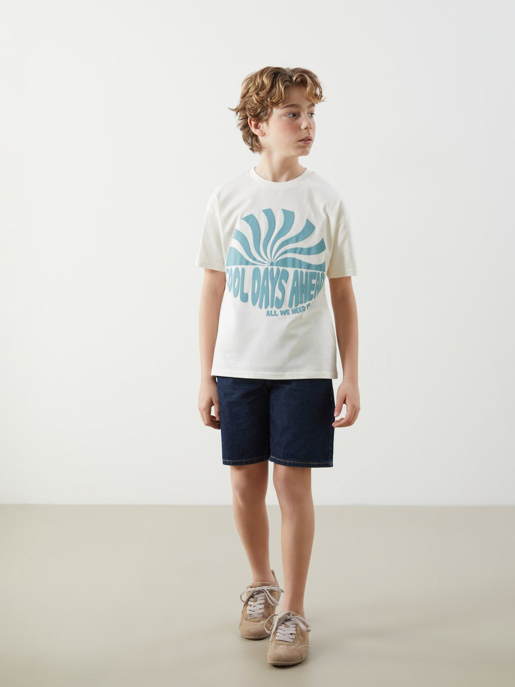 LCW Kids Crew Neck Printed Combed Cotton Embossed BoyS T-Shirt