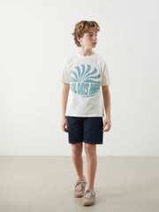 LCW Kids Crew Neck Printed Combed Cotton Embossed BoyS T-Shirt