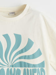 LCW Kids Crew Neck Printed Combed Cotton Embossed BoyS T-Shirt