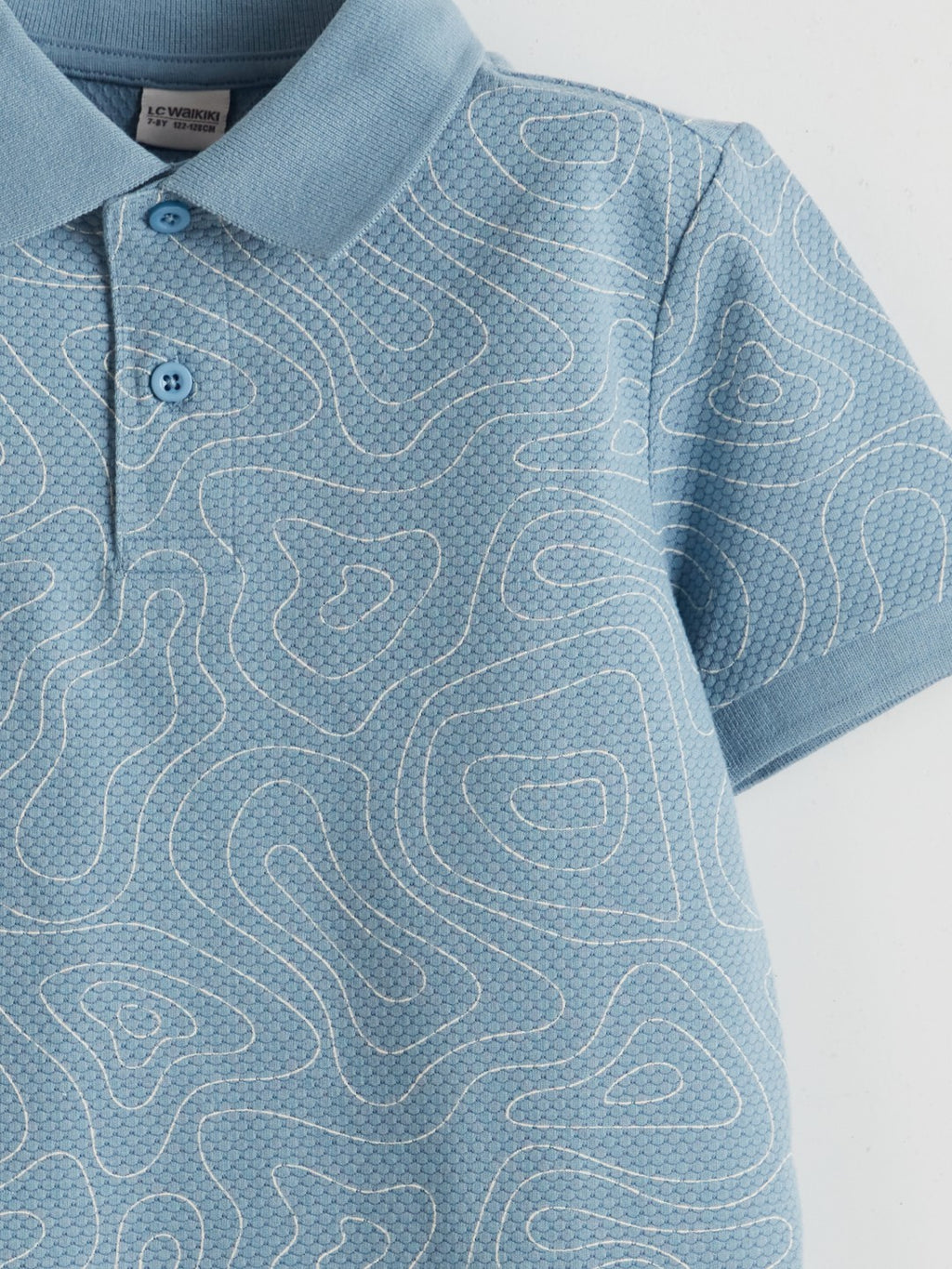 LCW Kids Polo Collar Patterned Combed Cotton BoyS T-Shirt