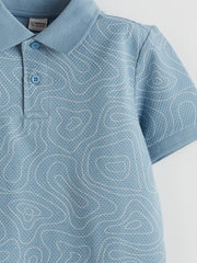 LCW Kids Polo Collar Patterned Combed Cotton BoyS T-Shirt
