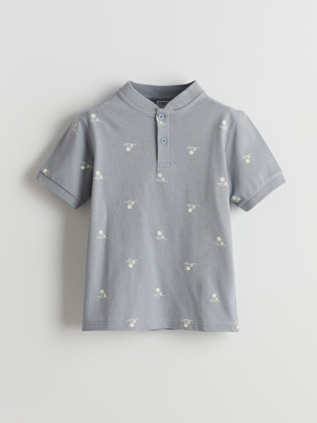 LCW Kids Judge Collar Patterned Boys Pique T-Shirt Hover Image