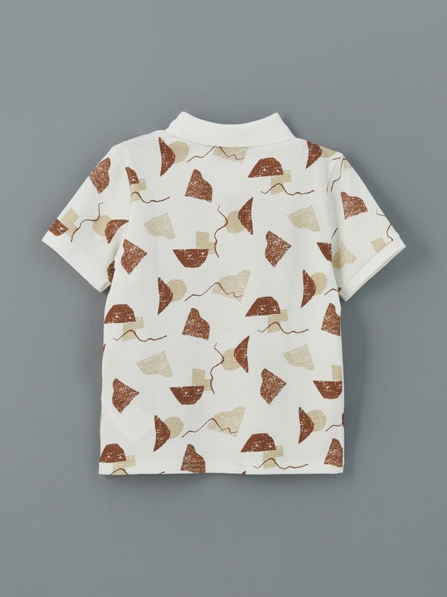 LCW Kids Polo Collar Patterned Combed Cotton Boy T-Shirt Main Image