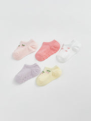 LCW Baby Printed Baby Girl Booties Socks 5-Pack
