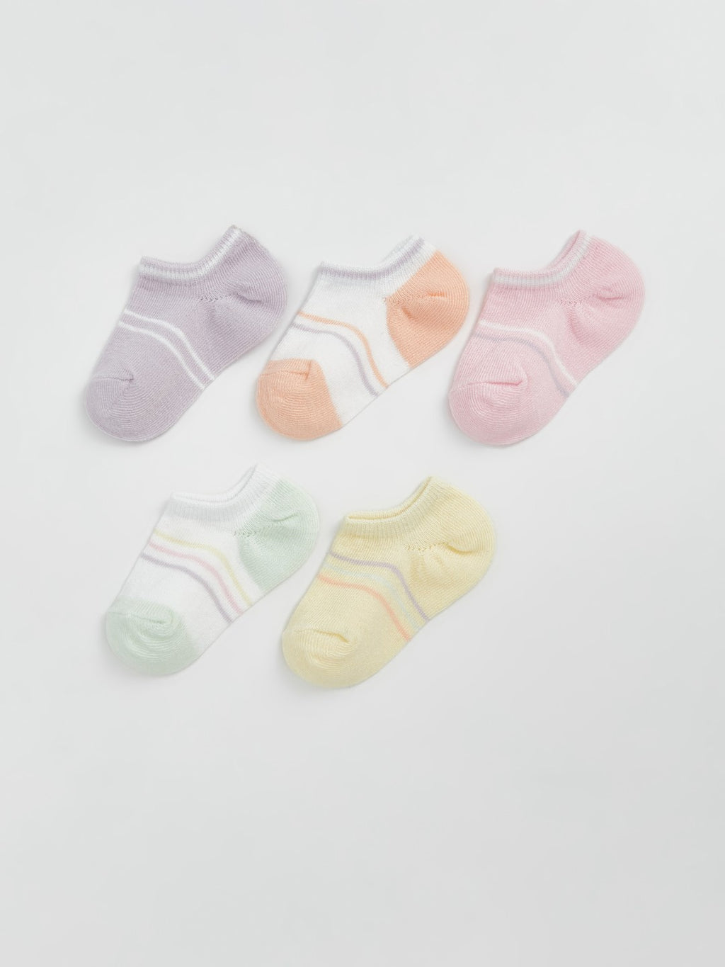 LCW Baby Striped Baby Girl Booties Socks 5-Pack
