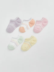 LCW Baby Striped Baby Girl Booties Socks 5-Pack